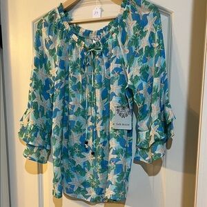 Late August starfish & leaves. Blouse Med